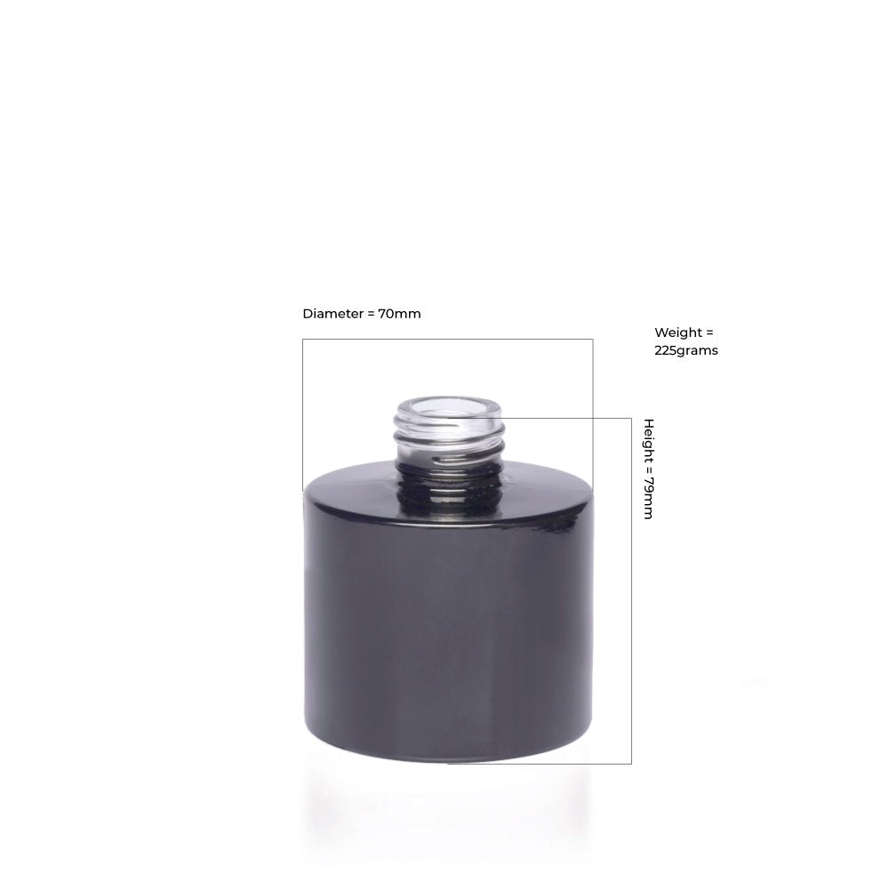 100ml Gloss Black Glass Round Diffuser Bottle - Glass - Diffuser Glass - Colorlites
