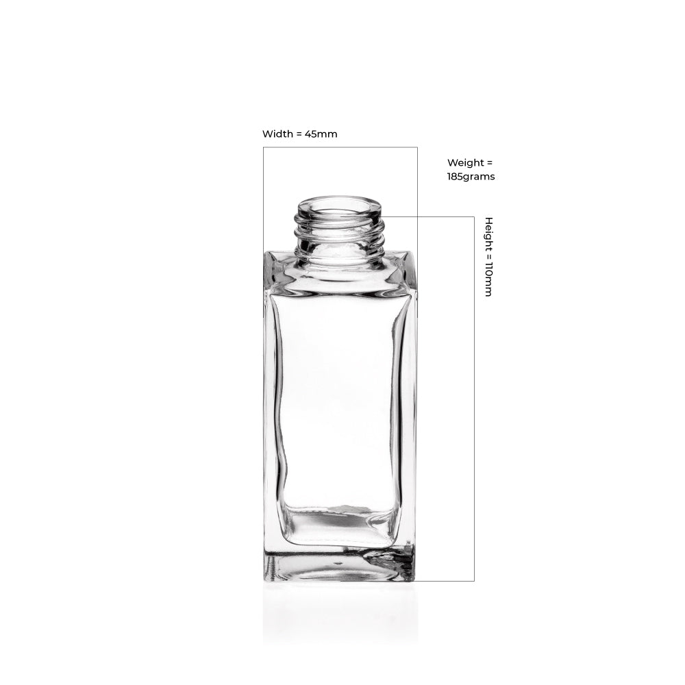 100ml Clear Glass Square Tall Clayton Bottle - Glass - Diffuser Glass - Colorlites