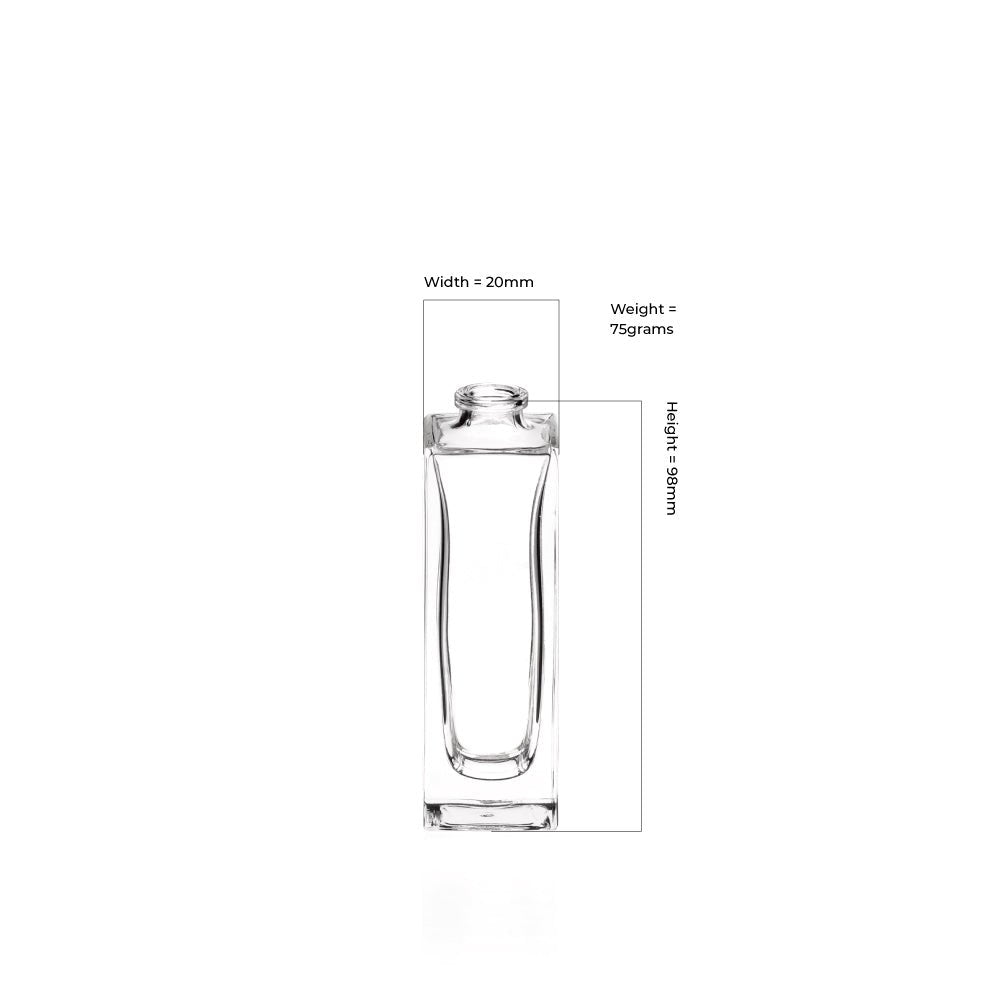 30ml Clear Glass Square Klee Bottle - Glass - Fragrance Glass - Colorlites