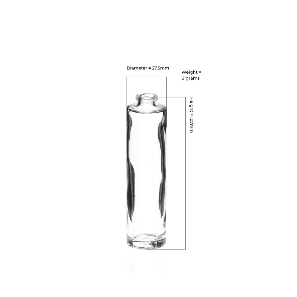 30ml Clear Glass Tall Round Cuban Bottle - Glass - Fragrance Glass - Colorlites