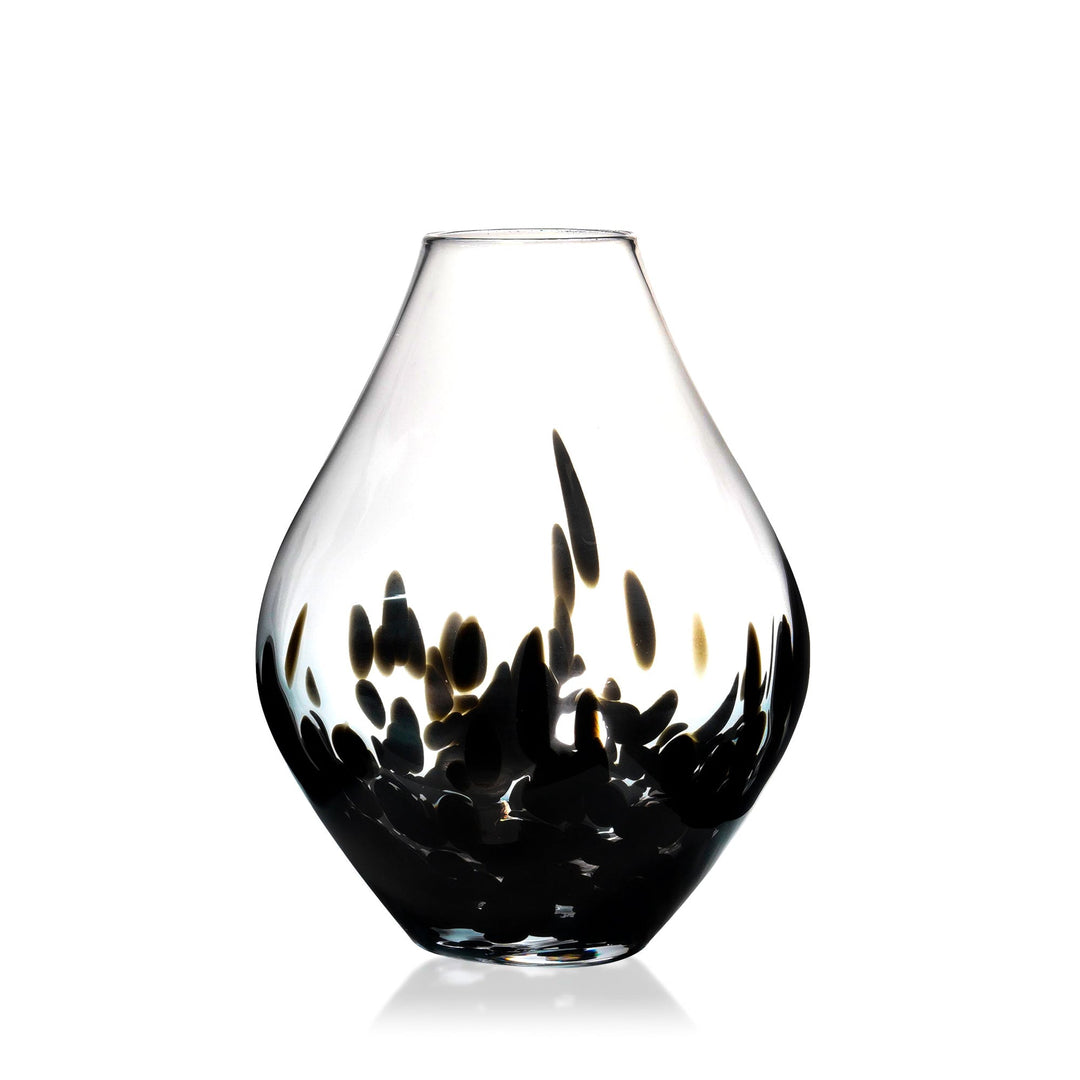 Espezo Glassware - Luxury Large slim Shallow Neck Vase with a Black Decoration - - Colorlites