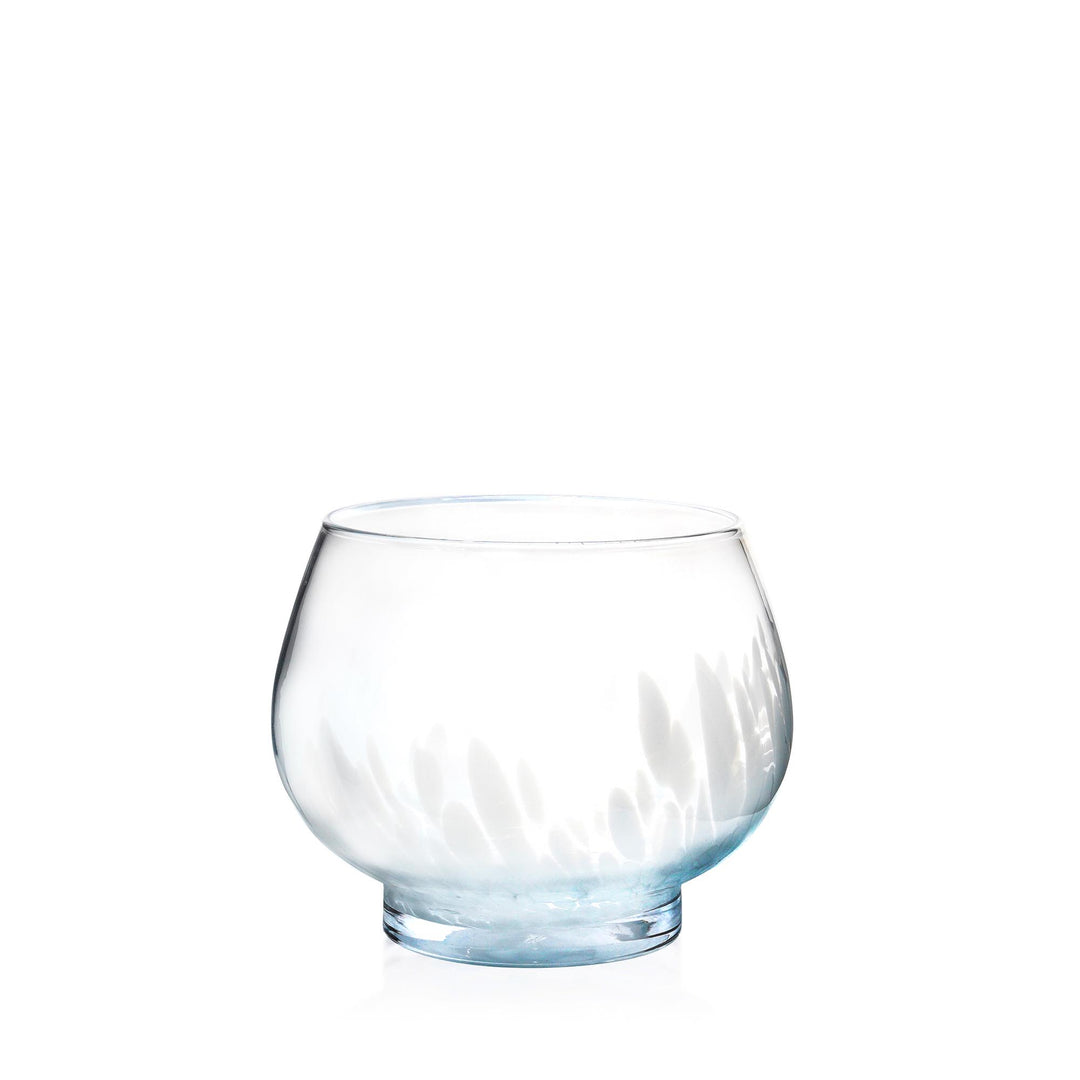 Espezo Glassware - Luxury Large Chunky Glass Bowl & Lid with a White Decoration - - Colorlites