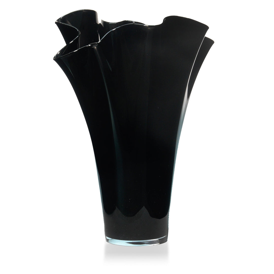 Espezo Glassware - Luxury Large Flower Neck Vase with a Black Decoration - - Colorlites