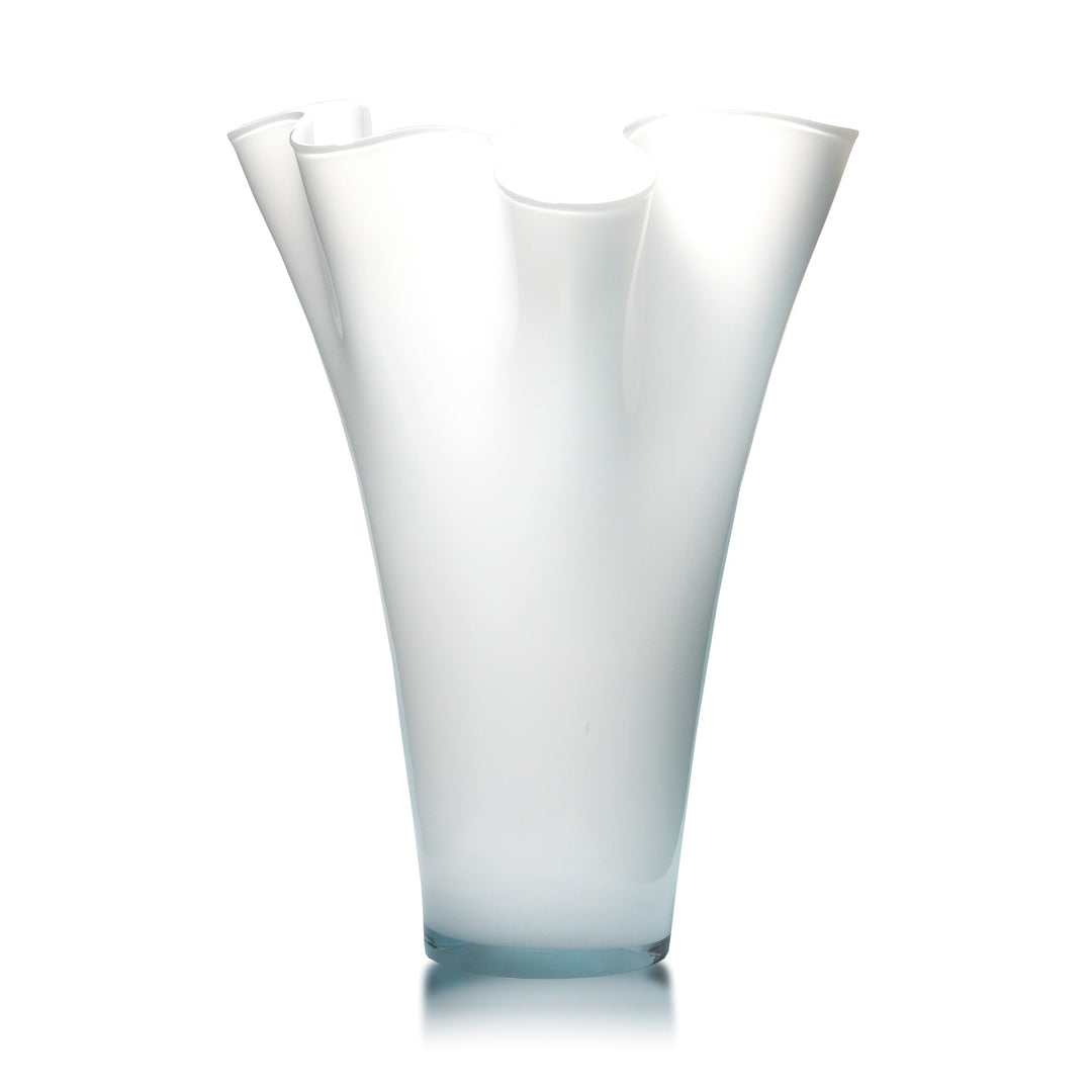 Espezo Glassware - Luxury Large Flower Neck Vase Opaque with a White Decoration - - Colorlites
