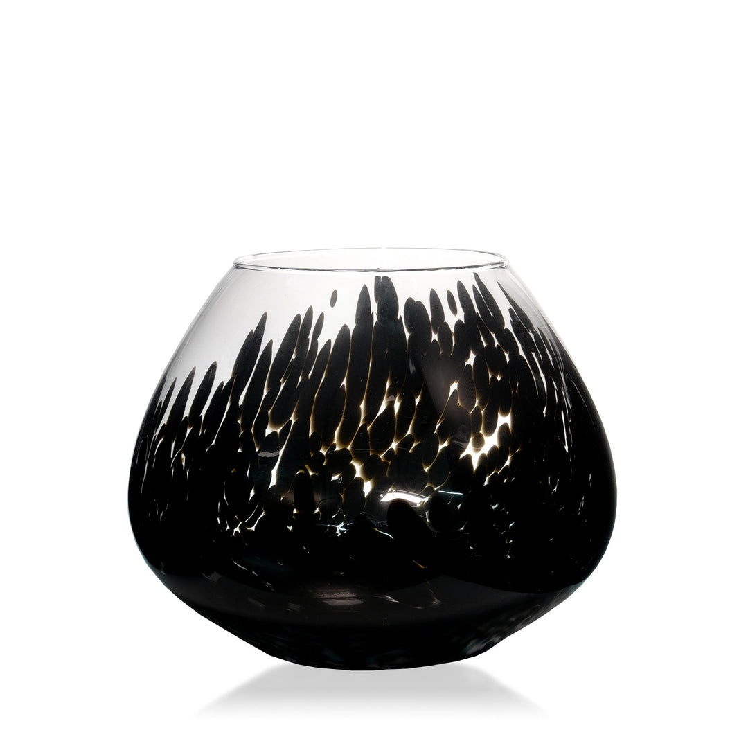 Espezo Glassware - Luxury Chunky Vase with a Black Art Decoration - - Colorlites