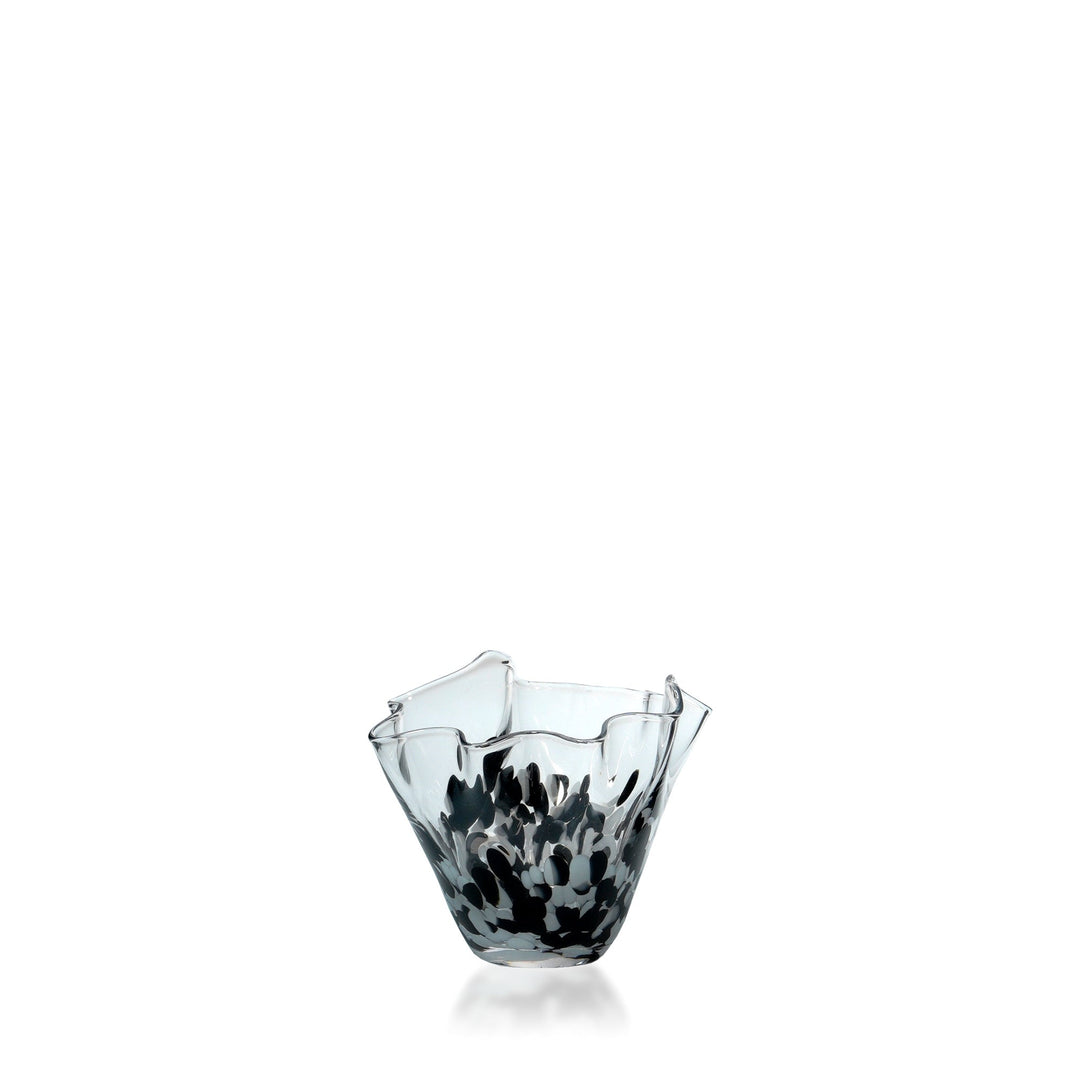 Espezo Glassware - Luxury Flower Neck Vase with a White/Black Decoration - - Colorlites