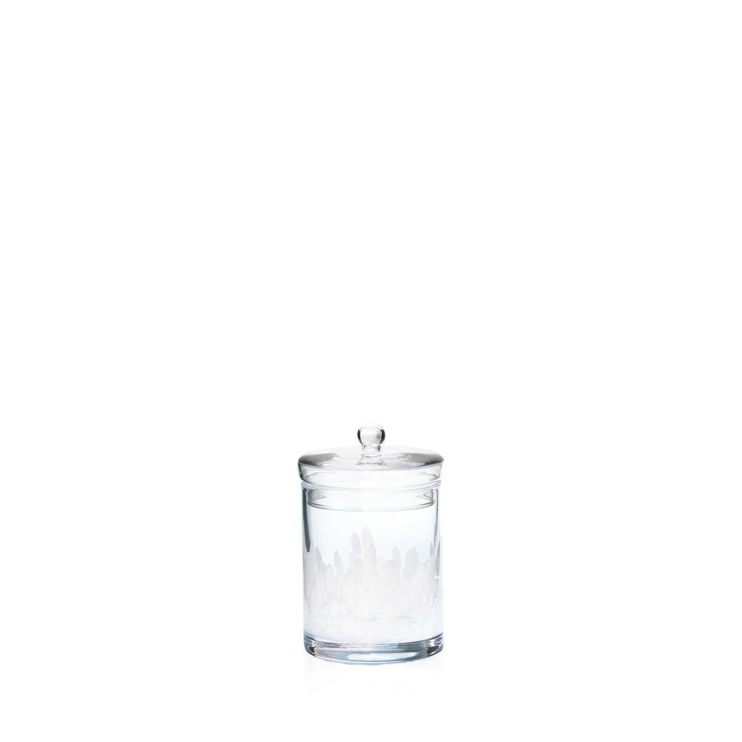 Espezo Glassware - Luxury Glass Jar & Lid with a White Decoration - - Colorlites