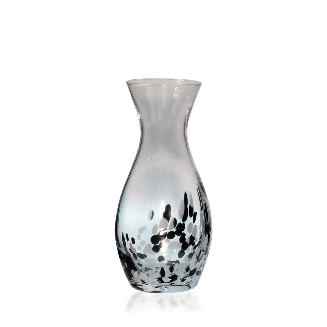 Espezo Glassware - Luxury Chunky Vase with a White/Black Art Decoration - - Colorlites