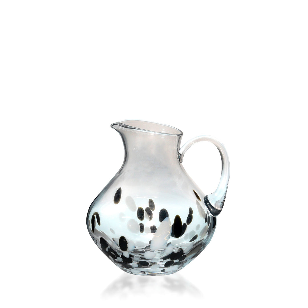 Espezo Glassware - Luxury Chunky Jug with a White/Black Art Decoration - - Colorlites