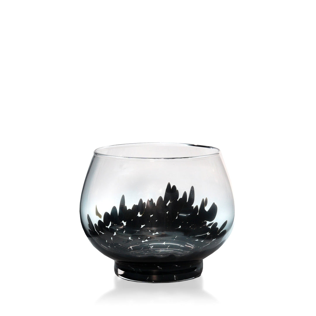 Espezo Glassware - Luxury Large Chunky Glass Bowl & Lid with a Black Decoration - - Colorlites