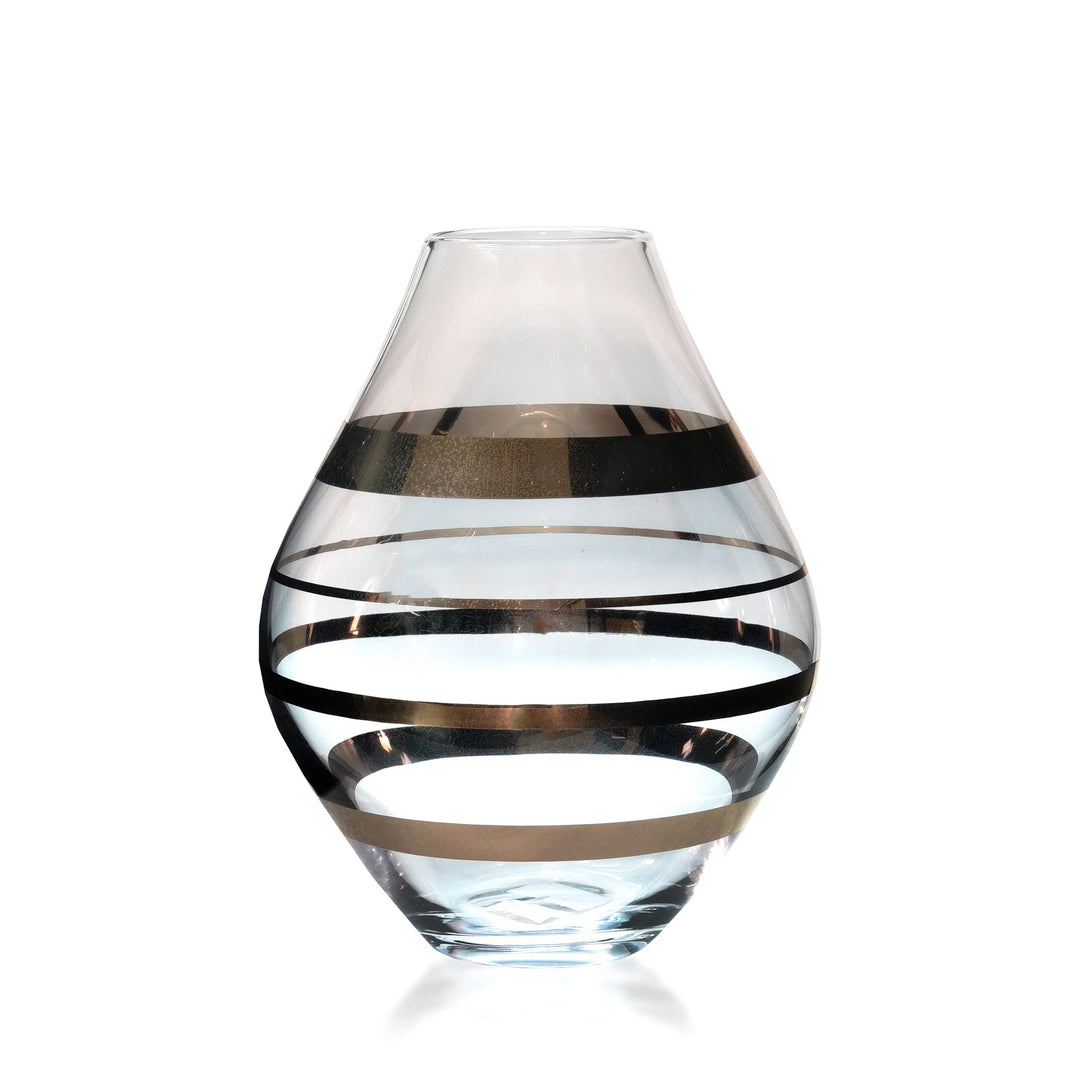 Espezo Glassware - Luxury slim Shallow Neck Vase with a Platinum Decoration - - Espezo