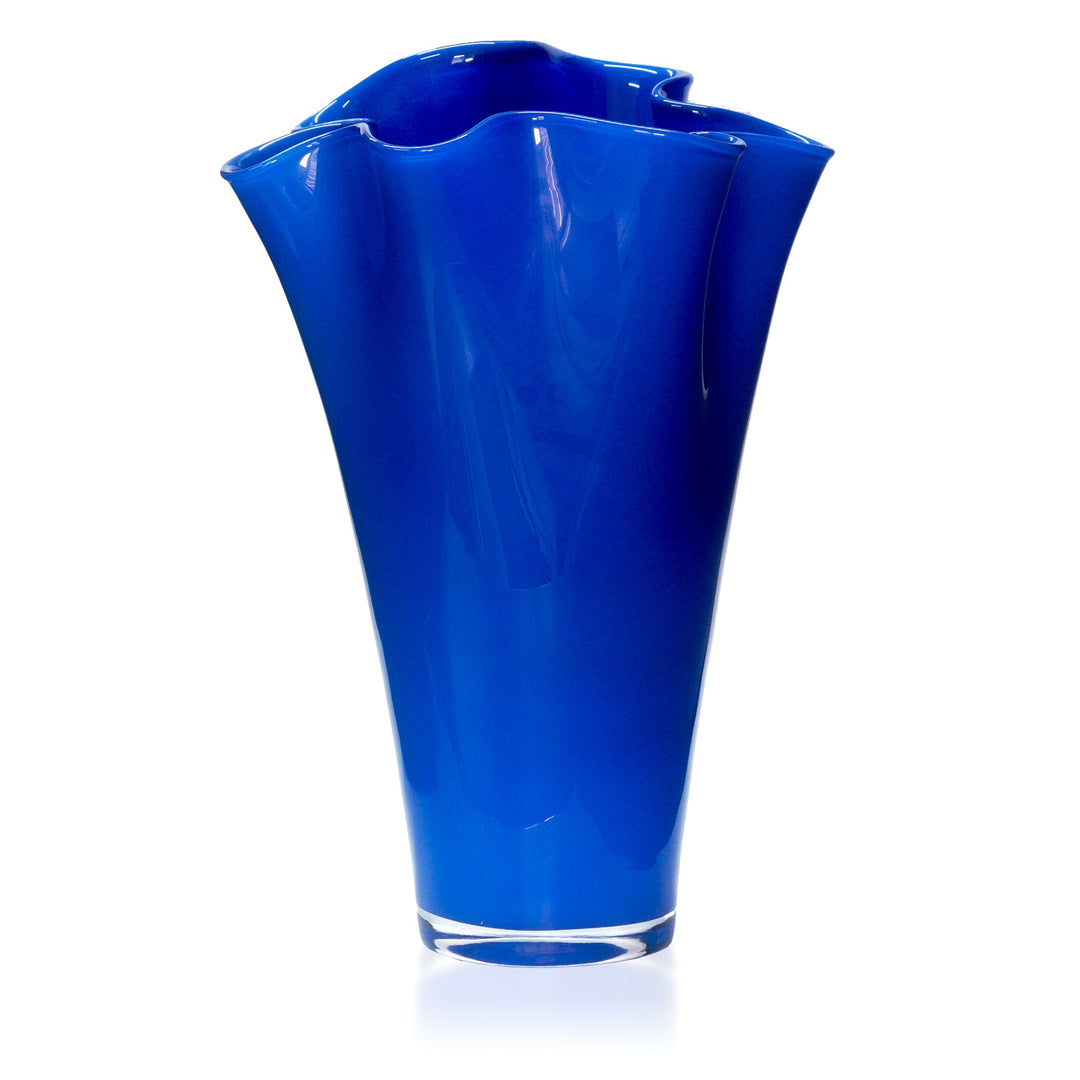 Espezo Glassware - Luxury Large Flower Neck Vase with a Cornflower Decoration - - Colorlites