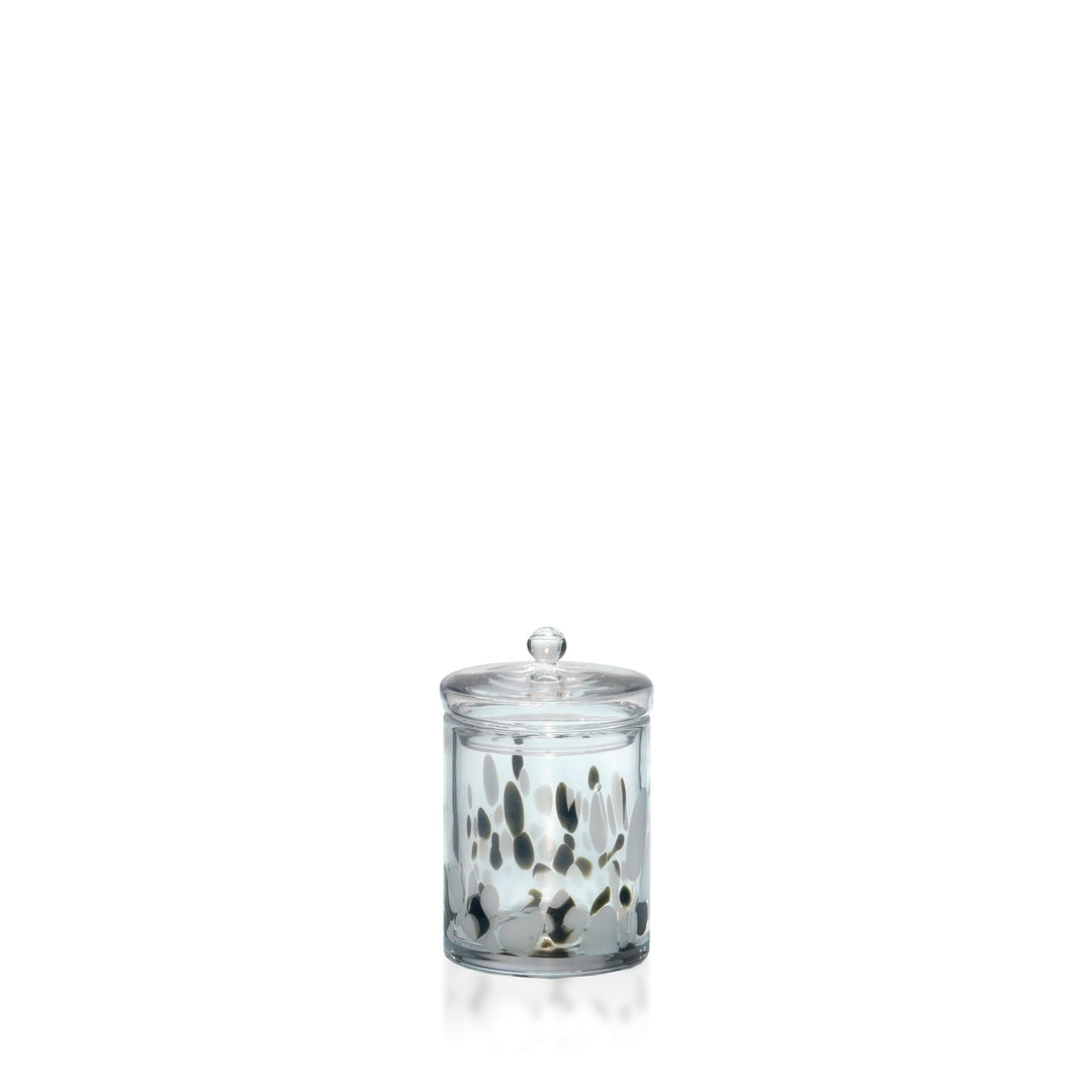 Espezo Glassware - Luxury Glass Jar & Lid with a White/Black Decoration - - Colorlites