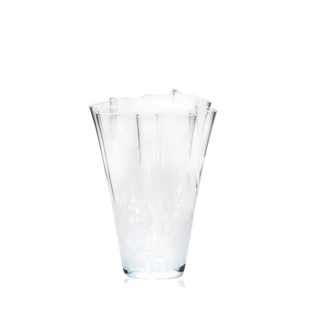 Espezo Glassware - Luxury Medium Flower Neck Vase translucent with a White Decoration - - Colorlites