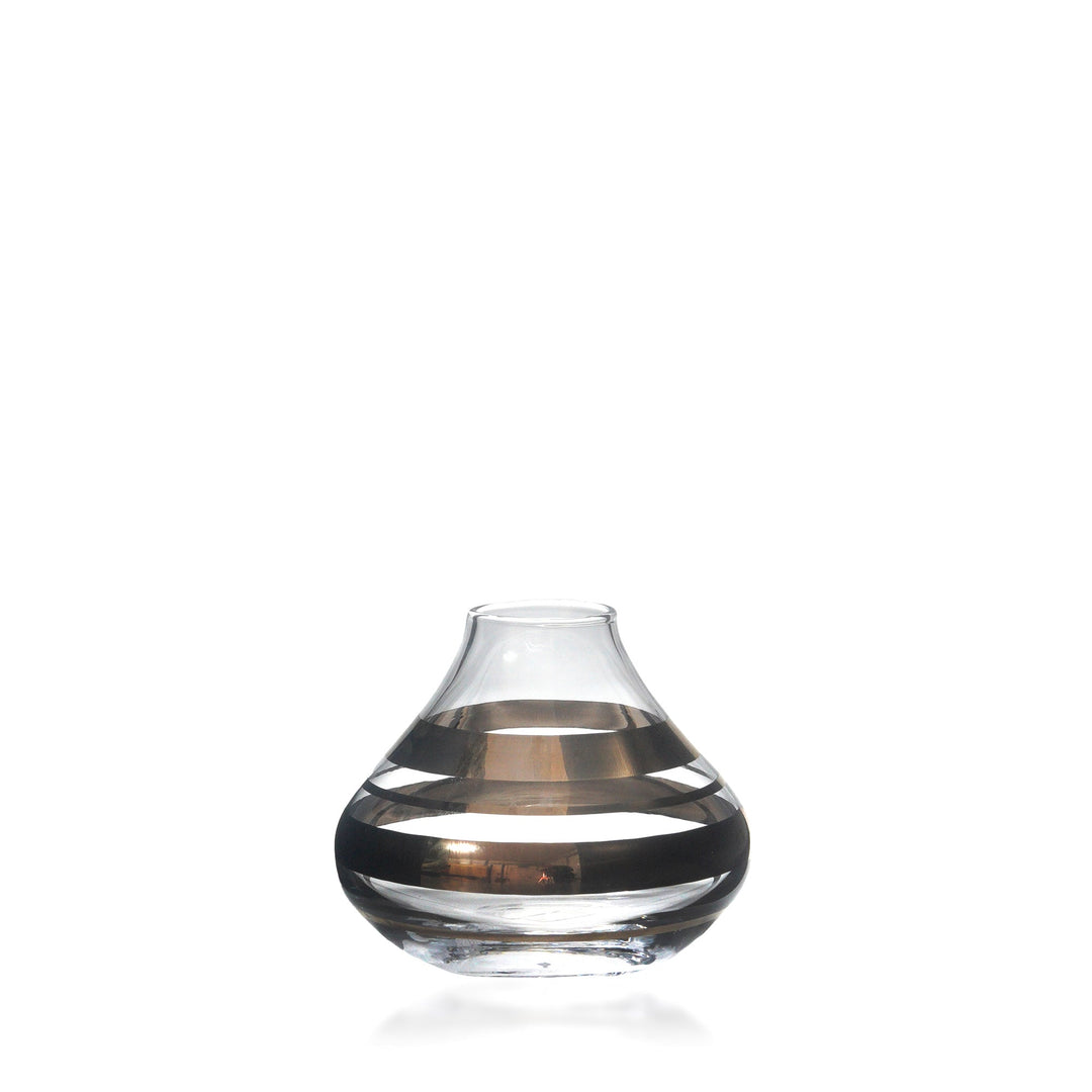 Espezo Glassware - Luxury short round Shallow Neck Vase with a Platinum Decoration - - Espezo