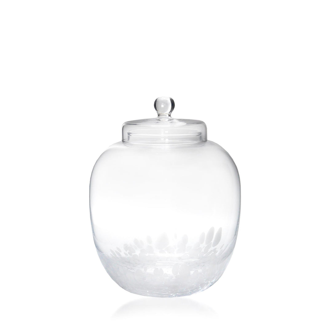 Espezo Glassware - Luxury Small Glass Bowl & Lid with a White Decoration - - Espezo