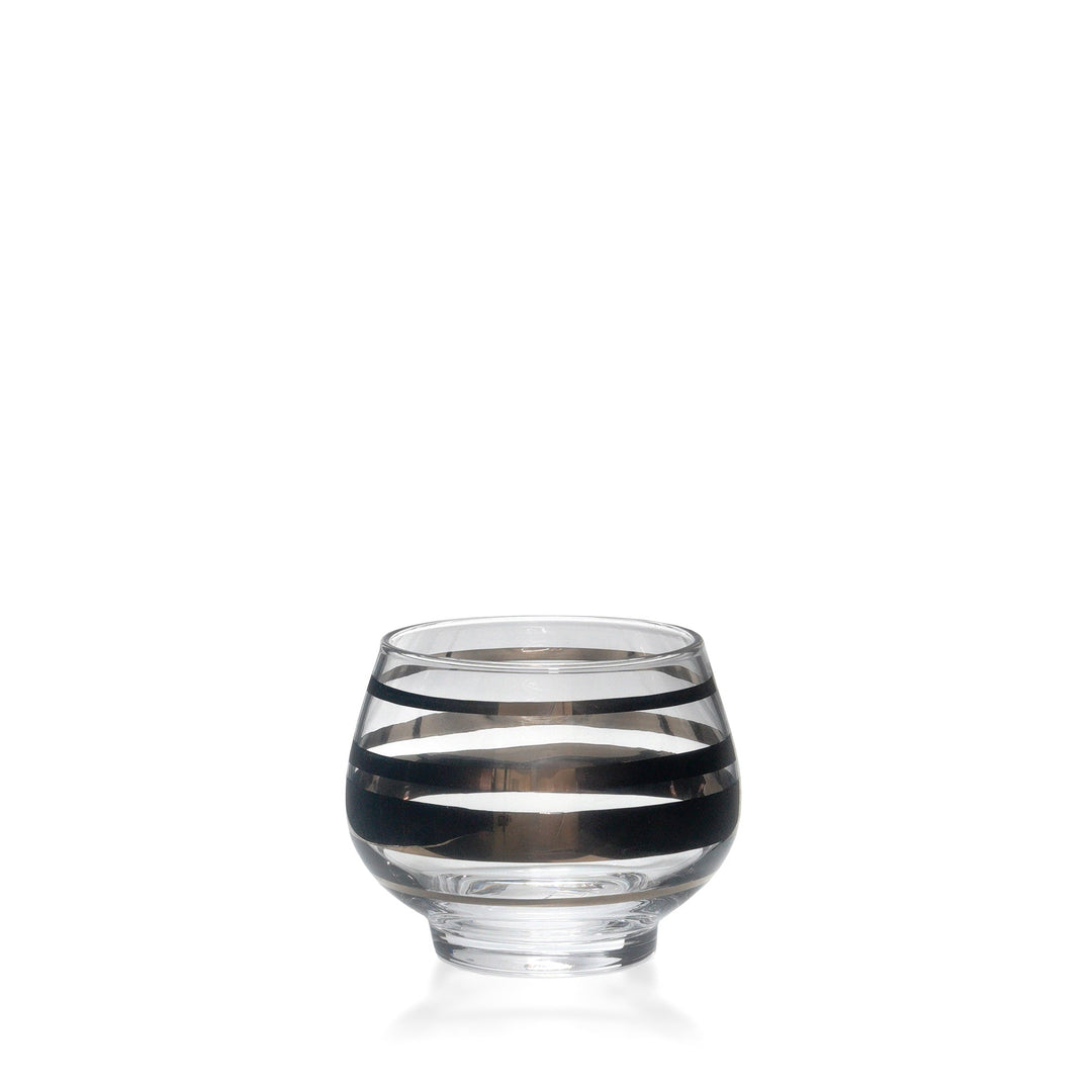 Espezo Glassware - Luxury Small Chunky Glass Bowl & Lid with a Platinum Decoration - - Espezo