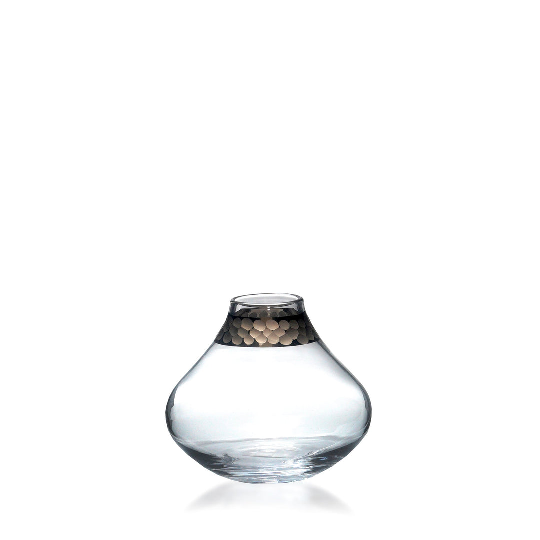 Espezo Glassware - Luxury short round Shallow Neck Vase with a Cleopatra Decoration - - Espezo