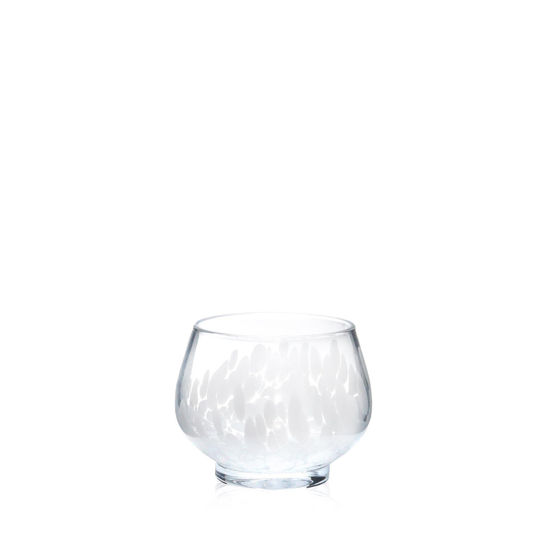 Espezo Glassware - Luxury Small Chunky Glass Bowl & Lid with a White Decoration - - Espezo