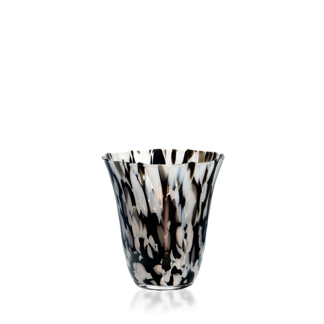 Espezo Glassware - Luxury Large Traditional Vase with a White/Black Decoration - - Colorlites