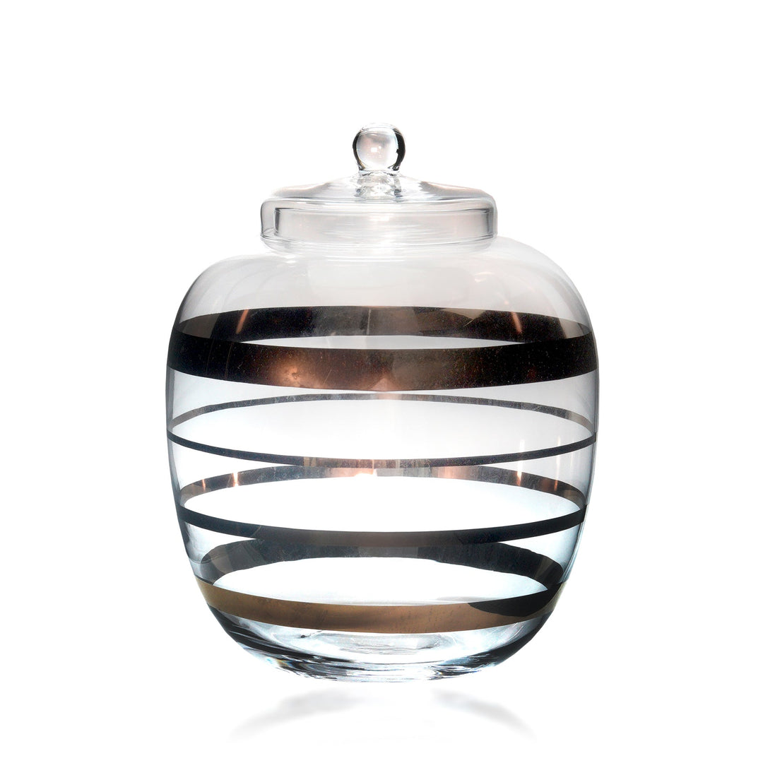 Espezo Glassware - Luxury Large Glass Bowl & Lid with a Platinum Decoration - - Colorlites