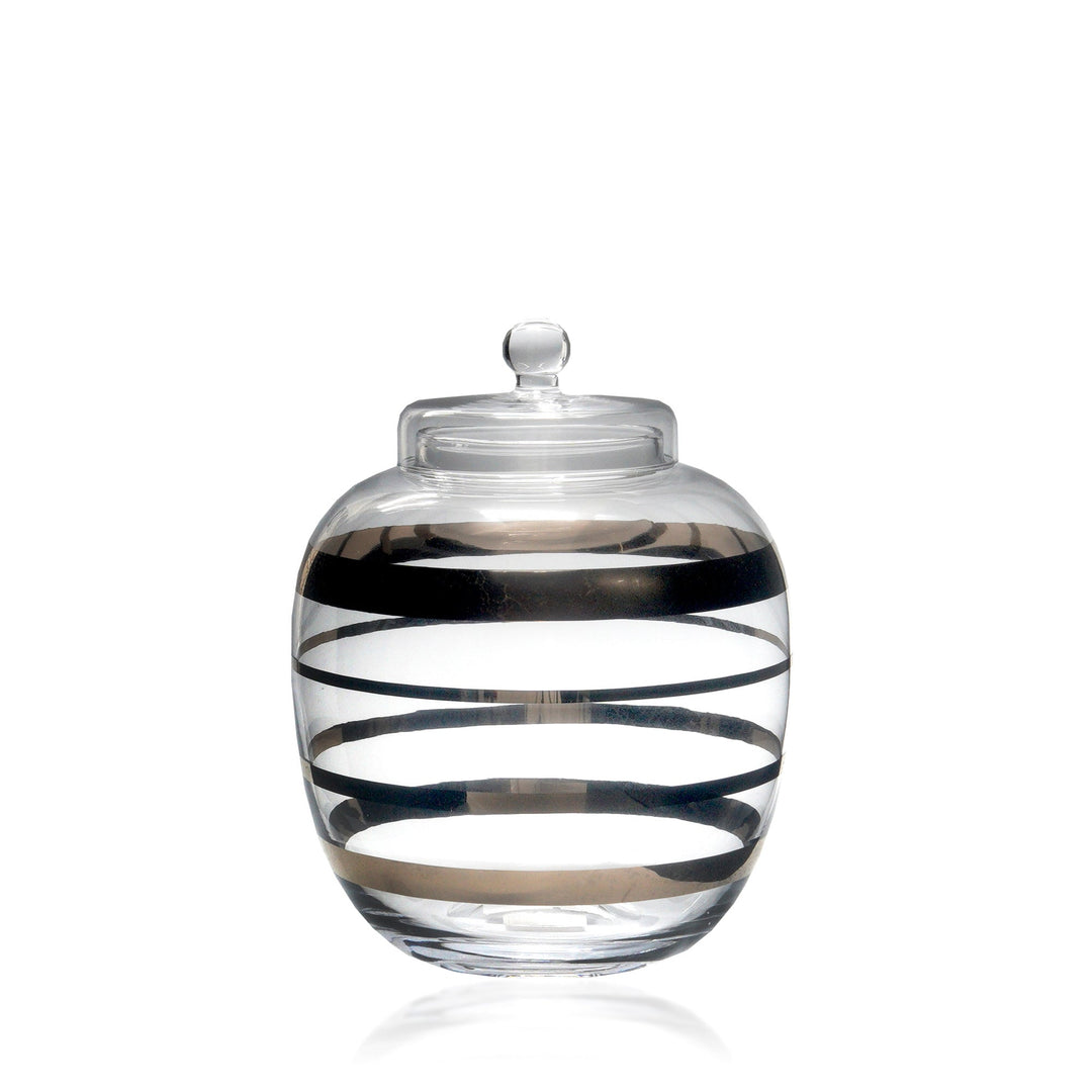 Espezo Glassware - Luxury Small Glass Bowl & Lid with a Platinum Decoration - - Espezo