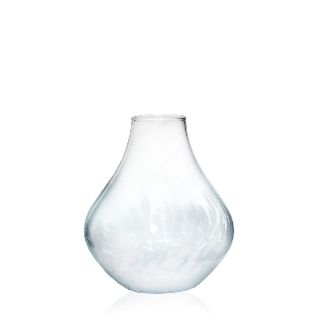 Espezo Glassware - Luxury round Shallow Neck Vase with a White Decoration - - Espezo