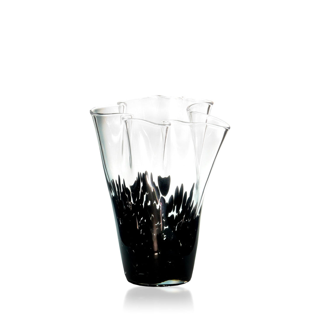 Espezo Glassware - Luxury Medium Flower Neck Vase with a Black Decoration - - Colorlites