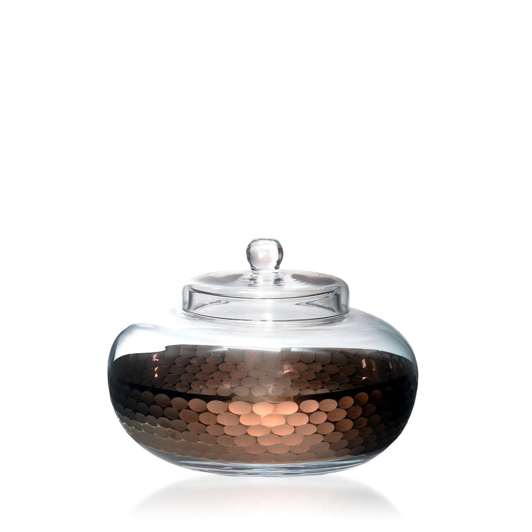 Espezo Glassware - Luxury Large Short Glass Bowl & Lid with a Cleopatra Decoration - - Colorlites