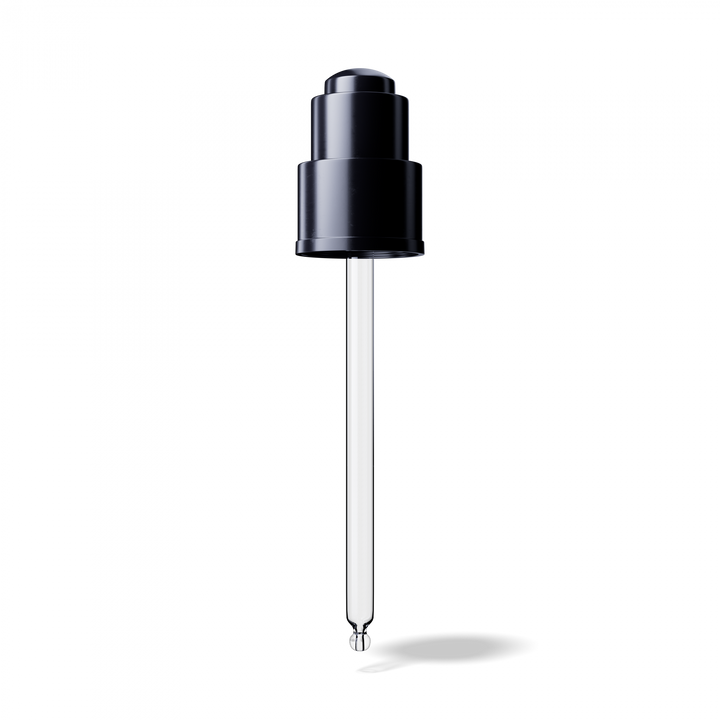 Miron - Push-button pipette 24/410, black glossy, bulb Nitrile 0.40ml, ball tip, straight (Virgo 100) - - Miron