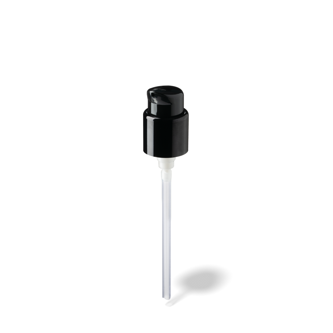 Miron - Lotion pump Metropolitan 18/400, PP/metal, black shiny collar, dose 0.15ml, twist-lock (Capella 30) - Pumps - Miron