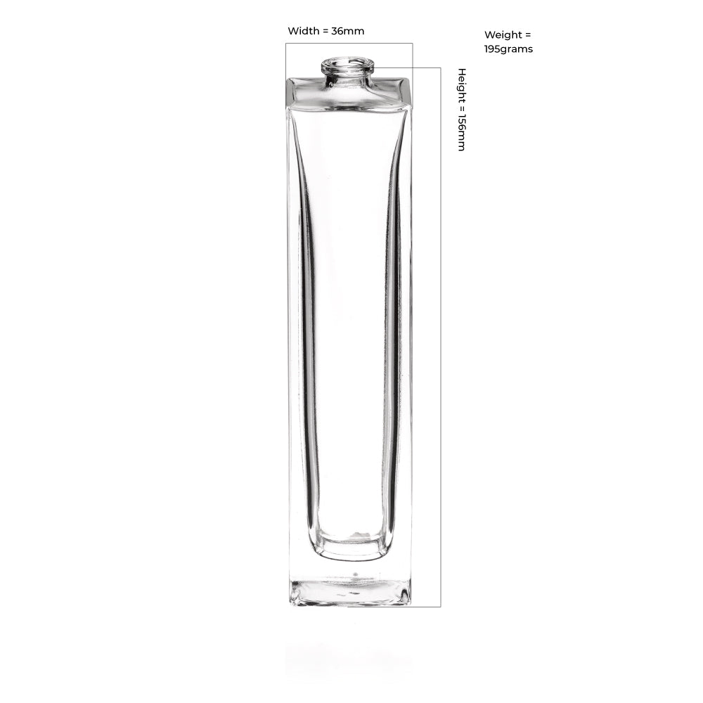 100ml Clear Glass Square Klee Bottle - Glass - Fragrance Glass - ColouredBottles