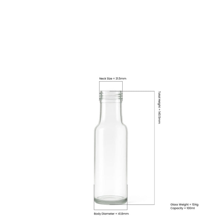 100ml Clear Glass Round Dorica Bottle (31.5mm Cap Size) - Glass - Food Glass - Colorlites