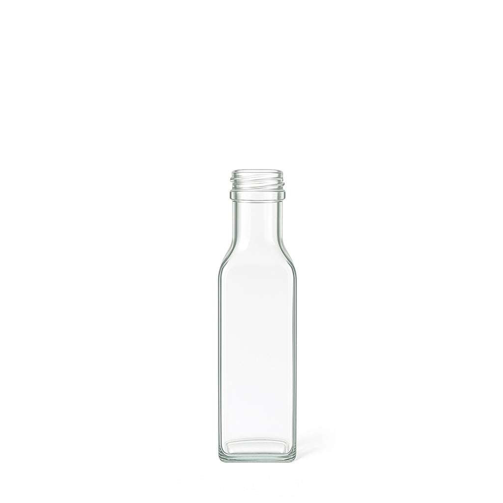 100ml Clear Glass Square Marasca Bottle (31.5mm Neck) - Glass - Food Glass - Colorlites