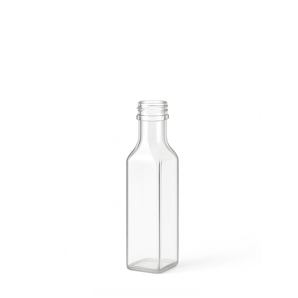 100ml Clear Glass Square Marasca Bottle (31.5mm Neck) - Glass - Food Glass - Colorlites