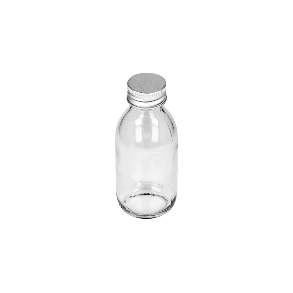 100ml Clear Glass Alpha Bottle & 28R3 Aluminium Lid Deep with 2.0mm liner - - ColouredBottles