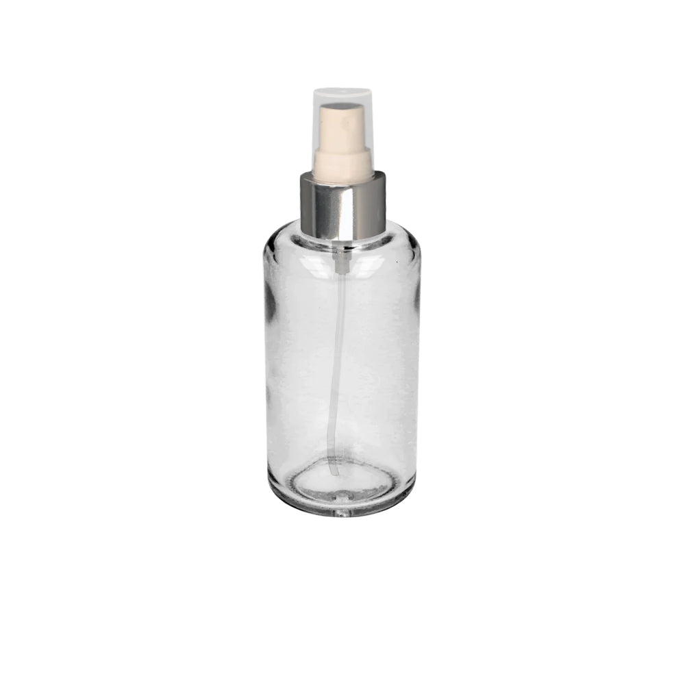 100ml Clear Glass Cosmetic Bottle (24/410) & 24R3 Silver Atomiser - - ColouredBottles