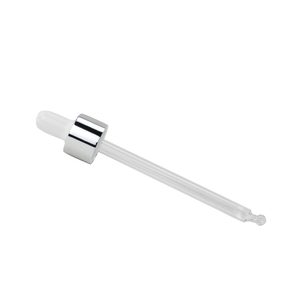 GL18 100ml, 105mm Silver & White Pipette ( For 100ml Tall Clear Dropper Bottle) - Caps - Pipettes - Coloured Bottles
