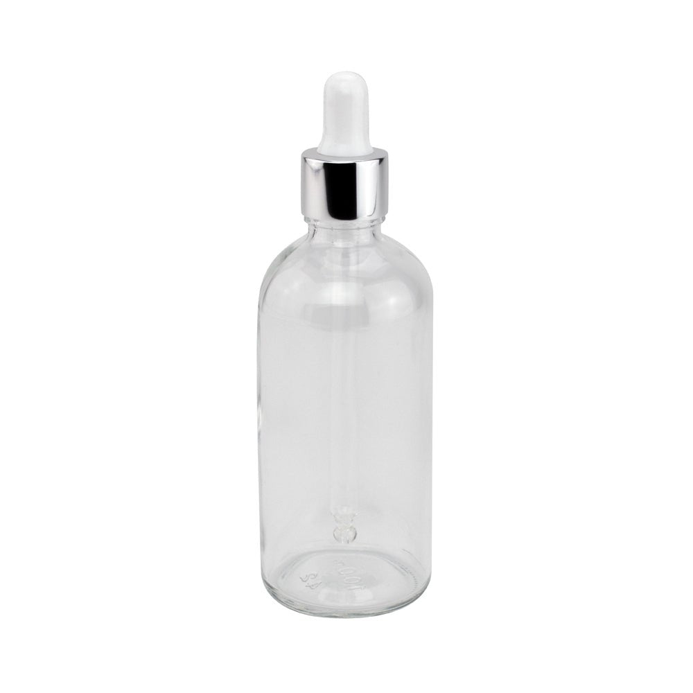 GL18 100ml, 105mm Silver & White Pipette ( For 100ml Tall Clear Dropper Bottle) - Caps - Pipettes - Colorlites