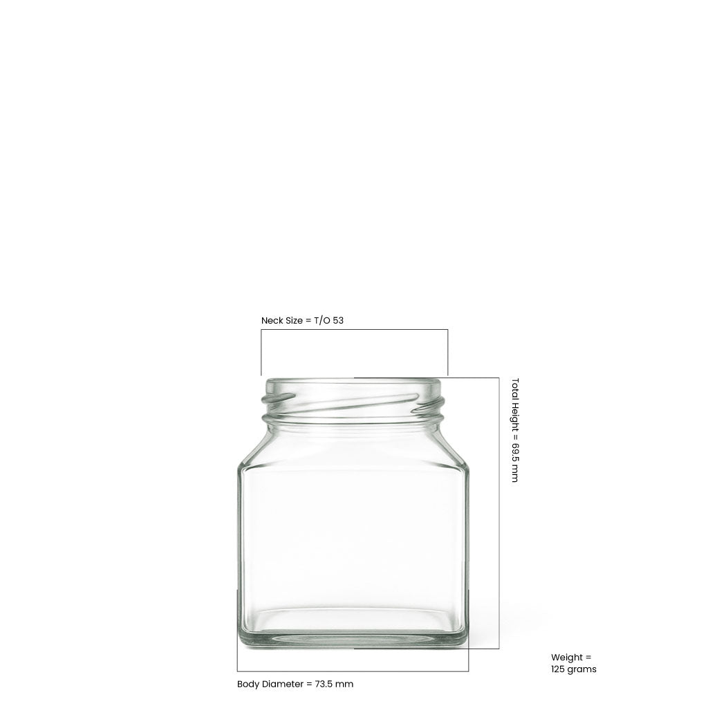 130ml Clear Glass Square Jar - Glass - Food Glass - Colorlites