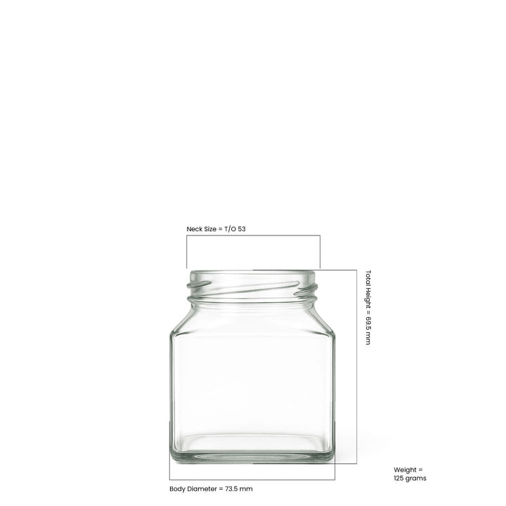 130ml Clear Glass Square Jar - Glass - Food Glass - Colorlites