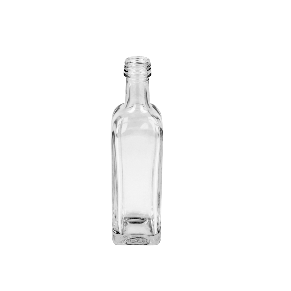 100ml Clear Glass Square Marasca Bottle (31.5mm Neck) - Glass - Food Glass - Colorlites