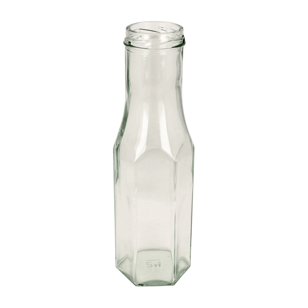 250ml Clear Glass Hexagon Sauce Bottle - Glass - Food Glass - Colorlites