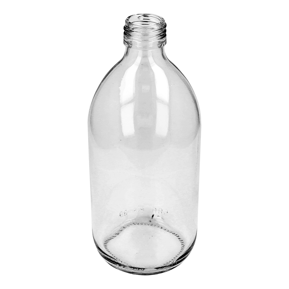 500ml Clear Glass Alpha Bottle - Glass - Medical Glass - Coloured Bottles