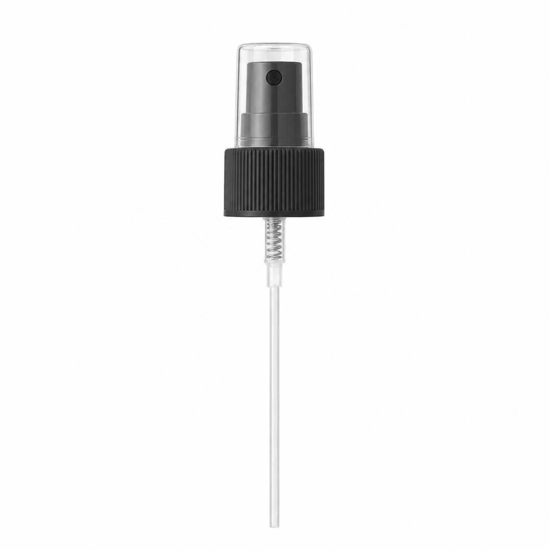 17mm Black Rollette Atomizer (Clear Overcap) - Caps - Rollette Caps - Coloured Bottles