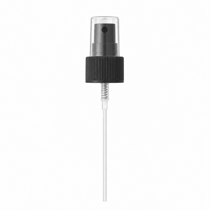 17mm Black Rollette Atomizer (Clear Overcap) - Caps - Rollette Caps - Coloured Bottles