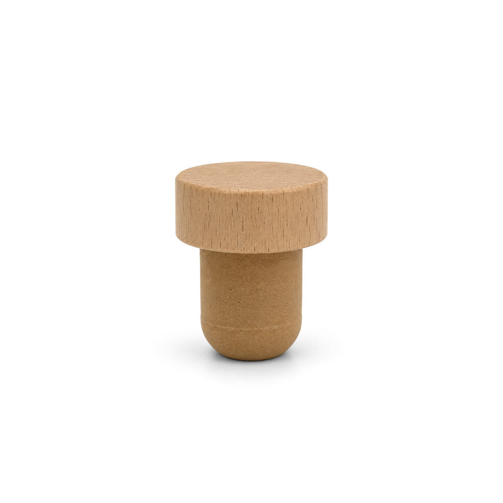 19.5mm Beech Wooden Headed Synthetic Pourer Cork - Closures - Coloured Bottles