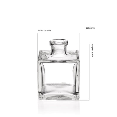 Botella difusora cuadrada de vidrio transparente de 200 ml (cuello de corcho)