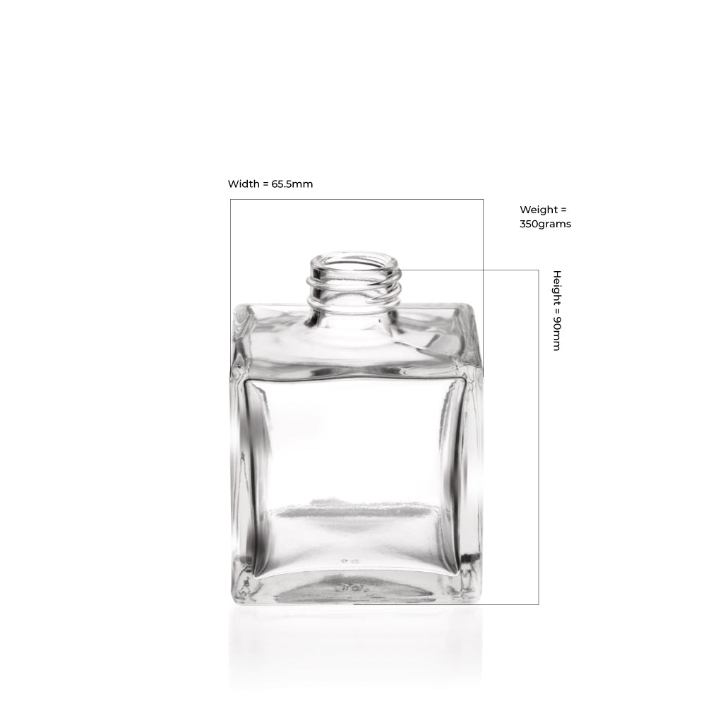 Botella difusora cuadrada de vidrio transparente de 200 ml (cuello de rosca)