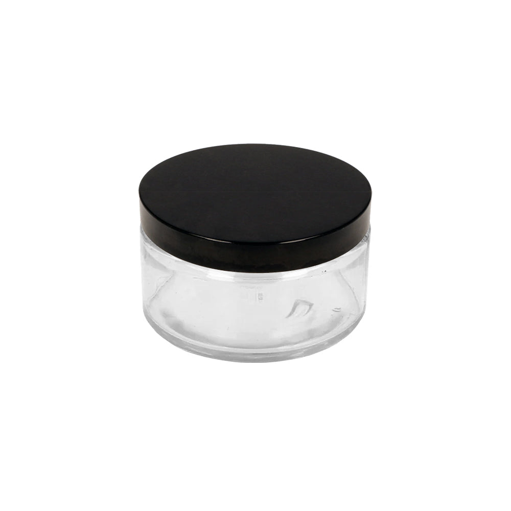 200ml Clear Glass Cosmetic Jar (89R3) & 89R3 Black Bakelite Lid - - ColouredBottles